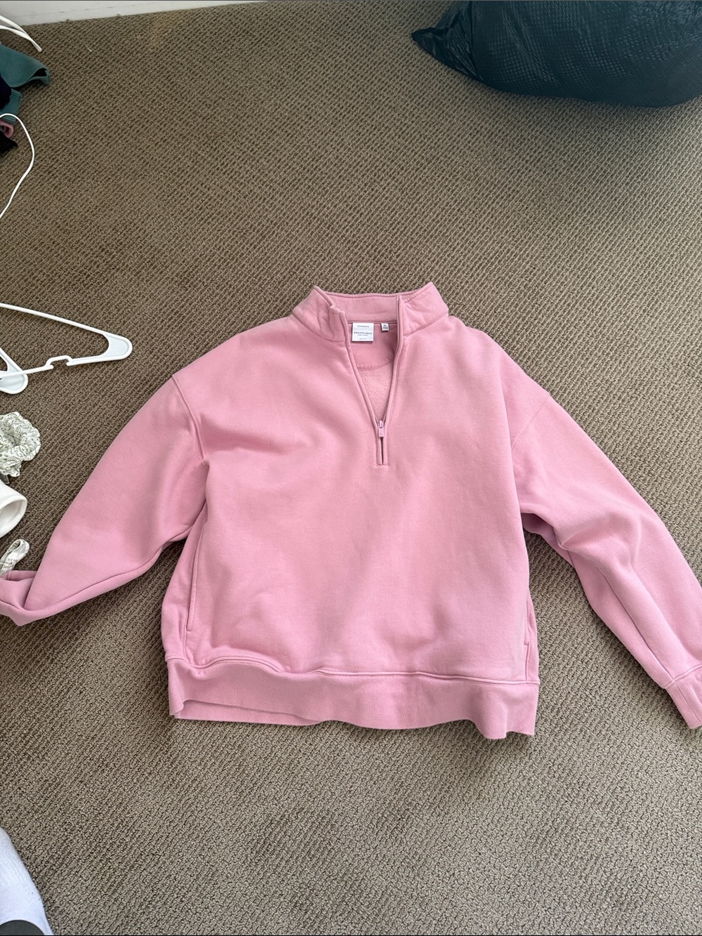 Aritzia Rose Pink Quarter-Zip Sweatshirt